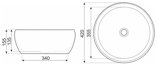 Novoterm Keramické umyvadlo na desku NV-KR-124 chrom/bronz