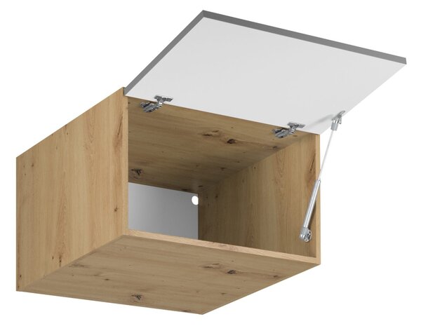 Horní hluboká skříňka s výklopnými dvířky VALEN - šířka 60 cm, dub artisan / šedobéžová