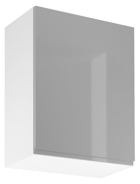 Horní kuchyňská skříňka ARBOR - šířka 60 cm, lesklá šedá / bílá, pravé provedení