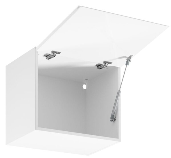 Horní výklopná skříňka ARBOR - šířka 50 cm, lesklá bílá / bílá