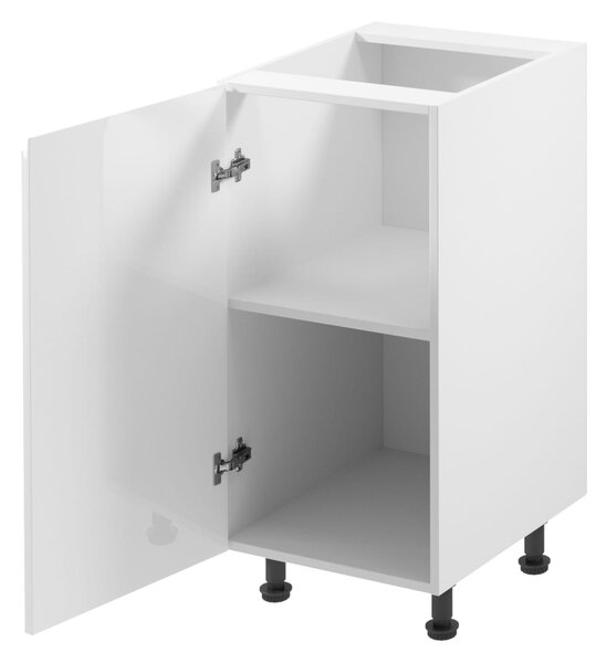 Dolní jednodveřová skříňka ARBOR - šířka 40 cm, lesklá bílá / bílá, levé provedení