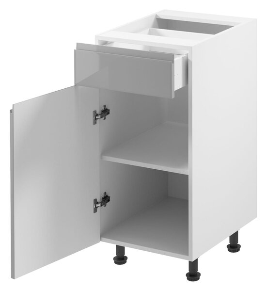 Dolní skříňka se šuplíkem ARBOR - šířka 40 cm, lesklá šedá / bílá, levé provedení
