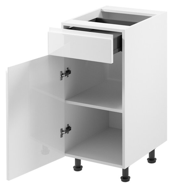 Dolní skříňka se šuplíkem ARBOR - šířka 40 cm, lesklá bílá / bílá, levé provedení