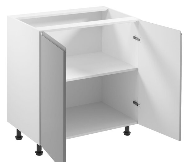 Dolní dvoudveřová skříňka ARBOR - šířka 80 cm, lesklá šedá / bílá