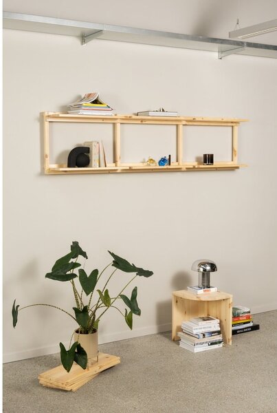 Nástěnná knihovna z borovicového dřeva v přírodní barvě 192x47,5 cm Groove – Karup Design