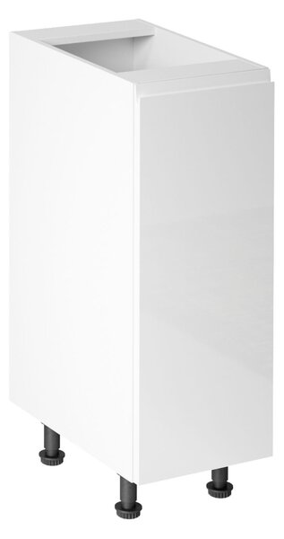 Dolní jednodveřová skříňka ARBOR - šířka 30 cm, lesklá bílá / bílá, pravé provedení