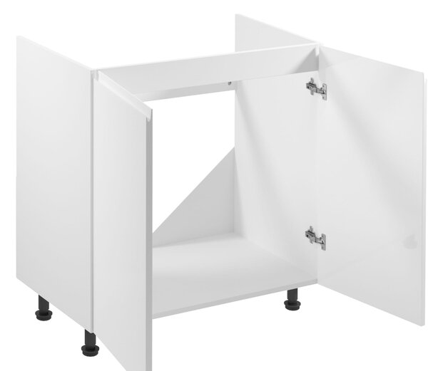 Dvoudveřová dřezová skříňka ARBOR - šířka 80 cm, lesklá bílá / bílá