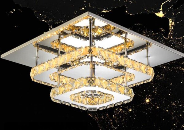 Toolight Křišťálová stropní lampa Plafond LED 24W čtvercová APP410-C Varianta: Neutrální 4000K