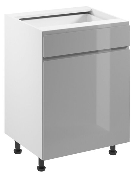 Dolní skříňka se šuplíkem ARBOR - šířka 60 cm, lesklá šedá / bílá