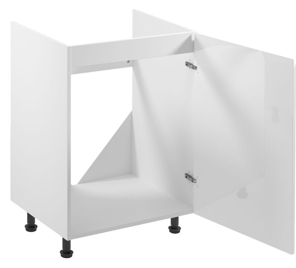 Dolní dřezová skříňka ARBOR - šířka 60 cm, lesklá bílá / bílá, pravé provedení