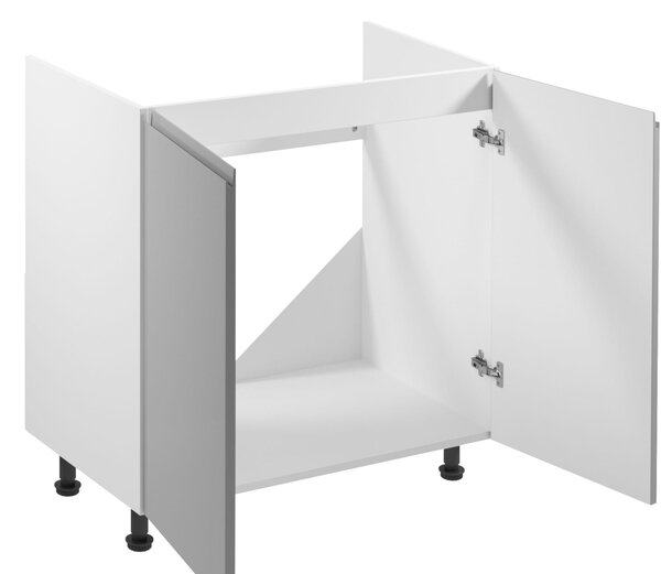Dvoudveřová dřezová skříňka ARBOR - šířka 80 cm, lesklá šedá / bílá