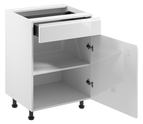 Dolní skříňka se šuplíkem ARBOR - šířka 60 cm, lesklá bílá / bílá