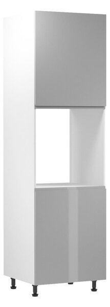 Kuchyňská skříň na vestavnou troubu ARBOR - šířka 60 cm, lesklá šedá / bílá, levé provedení