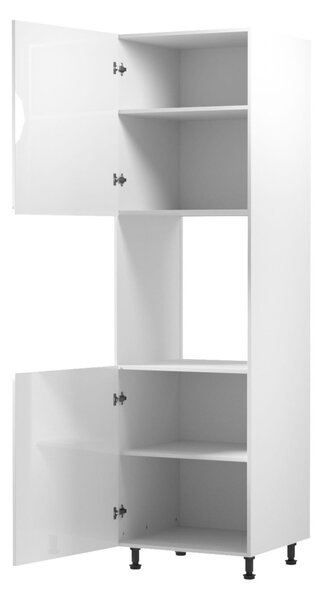Kuchyňská skříň na vestavnou troubu ARBOR - šířka 60 cm, lesklá bílá / bílá, levé provedení