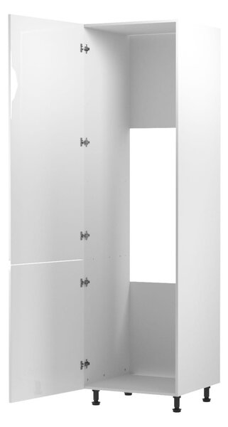 Skříň na vestavnou lednici ARBOR - šířka 60 cm, lesklá bílá / bílá, levé provedení