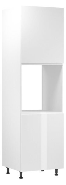 Kuchyňská skříň na vestavnou troubu ARBOR - šířka 60 cm, lesklá bílá / bílá, levé provedení