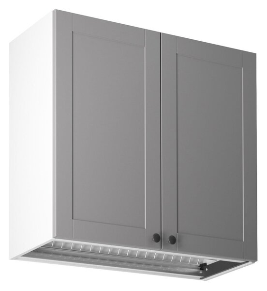 Horní kuchyňská skříňka s odkapávačem LUMEA - šířka 80 cm, šedá / bílá