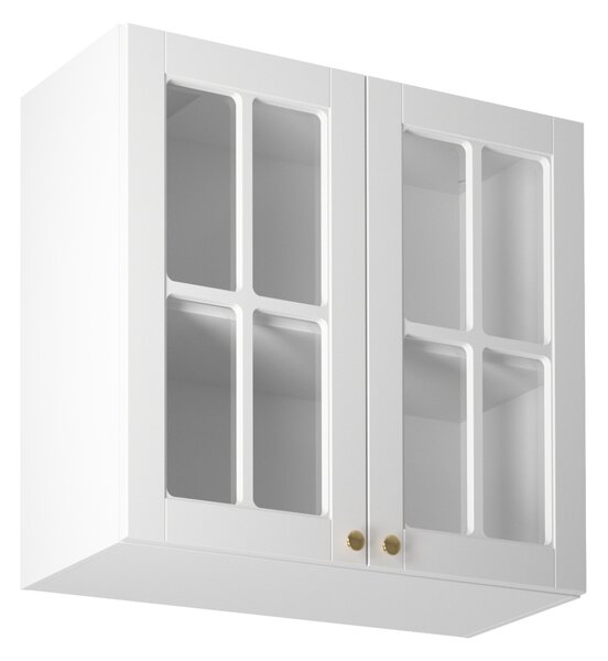 Horní prosklená skříňka LUMEA - šířka 80 cm, bílá