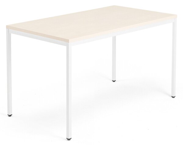 AJ Produkty Psací stůl QBUS, 4 nohy, 1400x800 mm, bílý rám, bříza