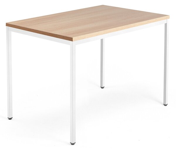 AJ Produkty Psací stůl QBUS, 4 nohy, 1200x800 mm, bílý rám, dub