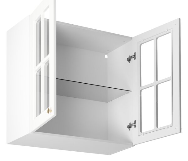 Horní prosklená skříňka LUMEA - šířka 80 cm, bílá