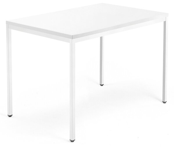 AJ Produkty Psací stůl QBUS, 4 nohy, 1200x800 mm, bílý rám, bílá