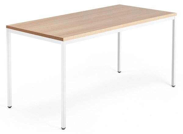 AJ Produkty Psací stůl QBUS, 4 nohy, 1600x800 mm, bílý rám, dub