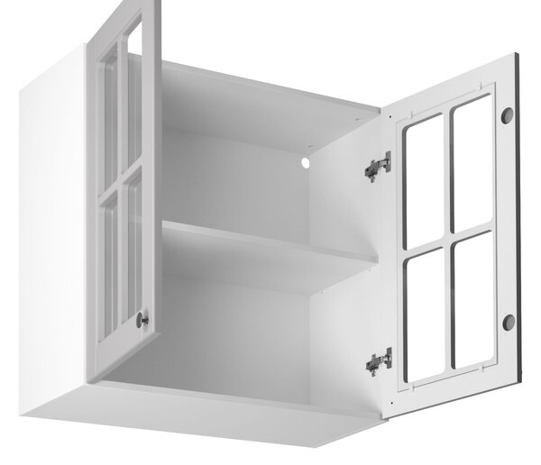 Horní prosklená skříňka LUMEA - šířka 80 cm, šedá / bílá