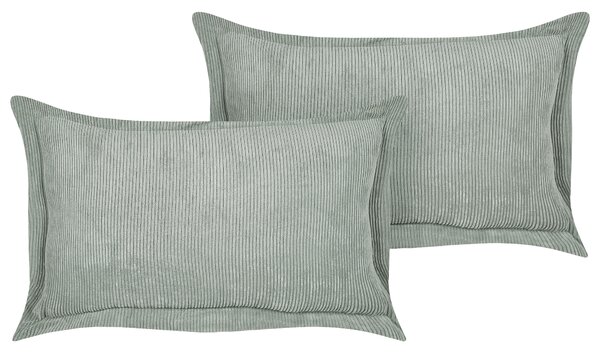 Sada 2 dekorativních polštářů ZINNIA Manšestr 47 x 27 cm Světle zelená Bez vzoru