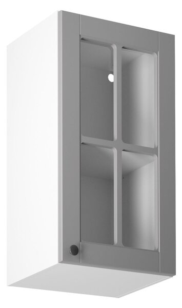 Horní prosklená skříňka LUMEA - šířka 40 cm, šedá / bílá
