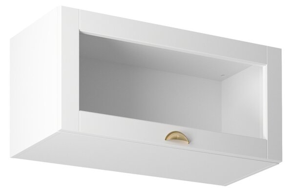 Horní prosklená skříňka s výklopnými dvířky LUMEA - šířka 80 cm, bílá