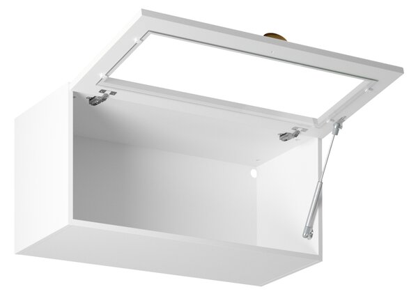Horní prosklená skříňka s výklopnými dvířky LUMEA - šířka 80 cm, bílá