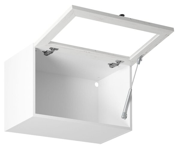 Horní prosklená skříňka s výklopnými dvířky LUMEA - šířka 60 cm, bílá