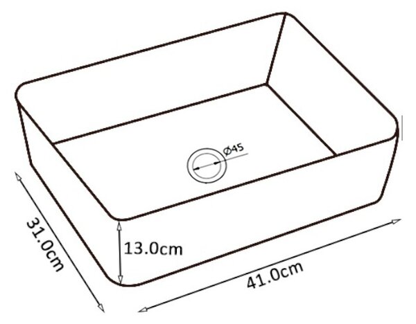 BPS-koupelny Keramické umyvadlo na desku HYD-LO-BL-410 41x31 cm, černé