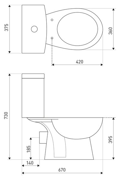 Novoterm WC kombi NV-Tetra se zadním odpadem a SoftClose sedátkem
