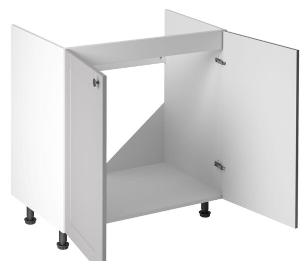 Dvoudveřová dřezová skříňka LUMEA - šířka 80 cm, šedá / bílá