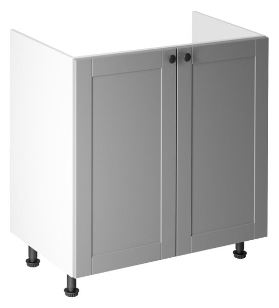 Dvoudveřová dřezová skříňka LUMEA - šířka 80 cm, šedá / bílá