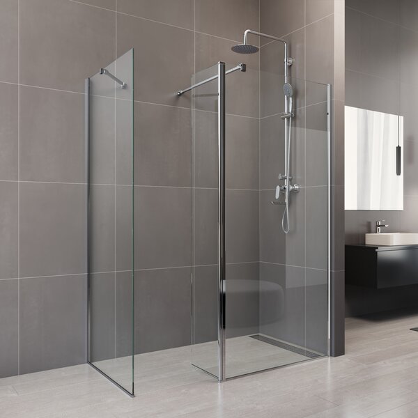 Mereo Mereo, Boční díl pro WALK IN, Novea, výška 200 cm, chrom ALU, sklo Čiré, CK10635S