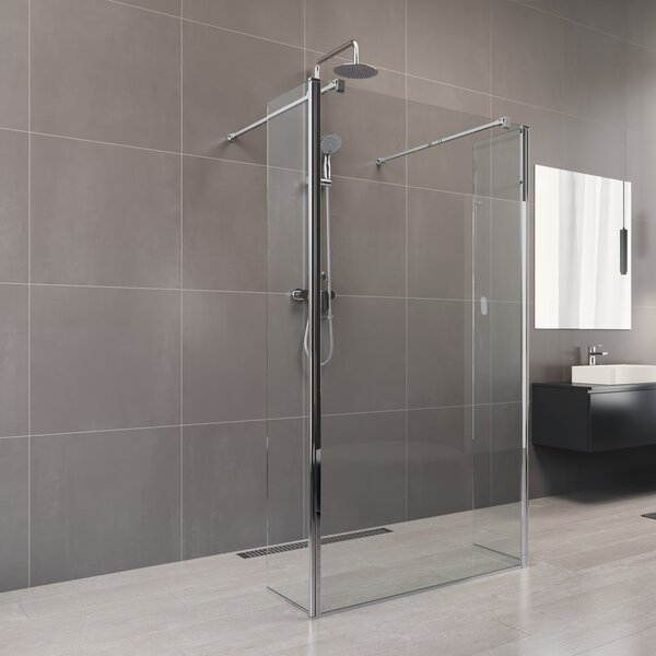 Mereo Mereo, Boční díl pro WALK IN, Novea, výška 200 cm, chrom ALU, sklo Čiré, CK10635S