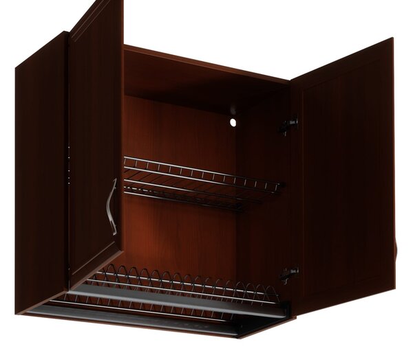 Horní kuchyňská skříňka s odkapávačem SILVARA - šířka 80 cm, ořech