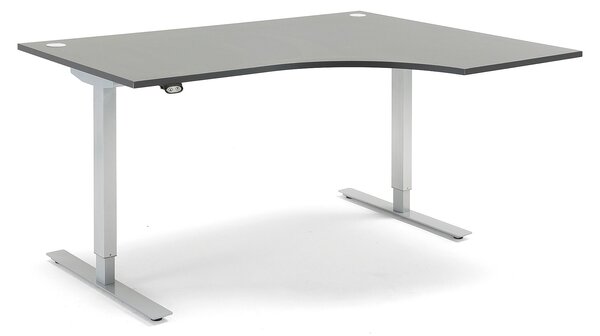 AJ Produkty Výškově nastavitelný stůl FLEXUS, rohový, 1600x1200 mm, šedá