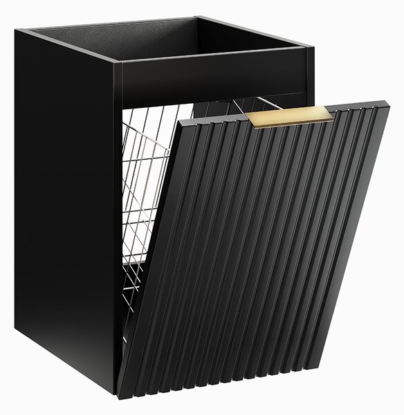 Koupelnová sestava ADEL BLACK s deskou NATURE WOTAN a košem na prádlo 120cm