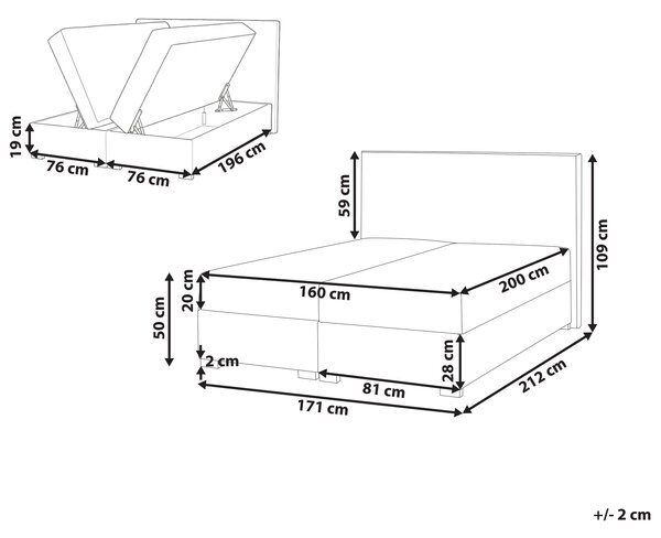 Kontinentální postel s úložným prostorem MAJOR Tkanina Taupe 160 x 200 cm