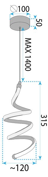 Toolight Toolight, LED závěsné stropní svítidlo, 12W, 3000K, LHJ096-1CP, růžové zlato, OSW-50041