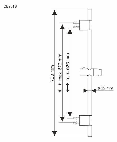 Mereo Mereo, Držák sprchy posuvný 700 mm, CB931B