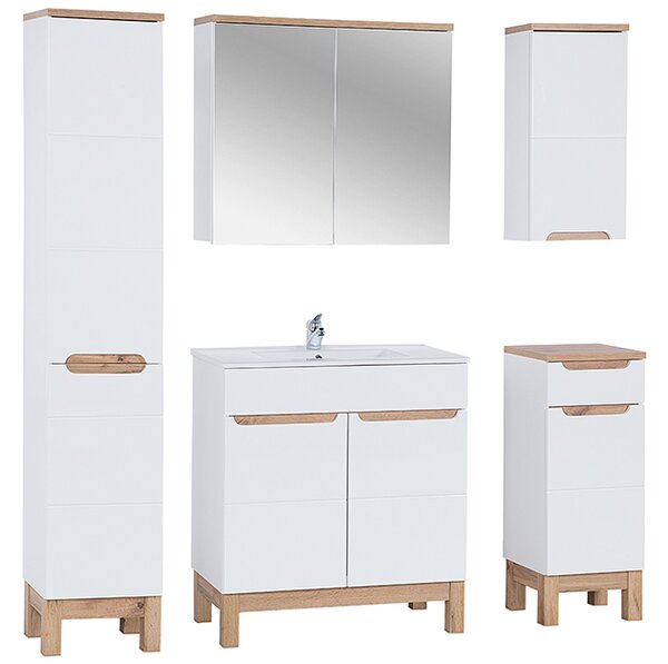 Koupelnová sestava BALI WHITE LAVA s košem na prádlo 80cm