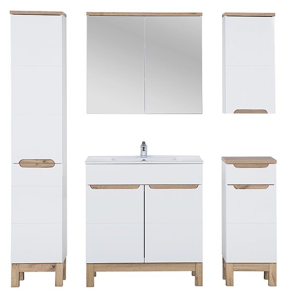 Koupelnová sestava BALI WHITE LAVA s košem na prádlo 80cm