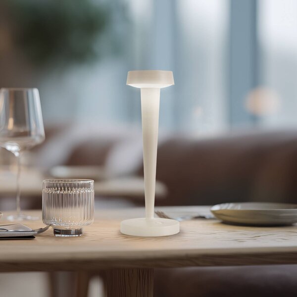 Lucande LED svícen Lea, váza, béžová, 28 cm, stmívatelný, Krémová / jantar, Obývací pokoj / jídelna, kov, Moderní