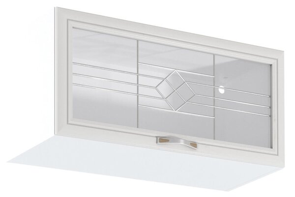 Horní prosklená skříňka s výklopnými dvířky SILVARA - šířka 80 cm, borovice andersen / bílá