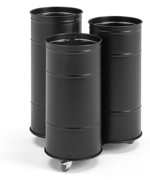 AJ Produkty Odpadkový koš BROOKLYN, 3 nádoby, Ø 680x830 mm, černý